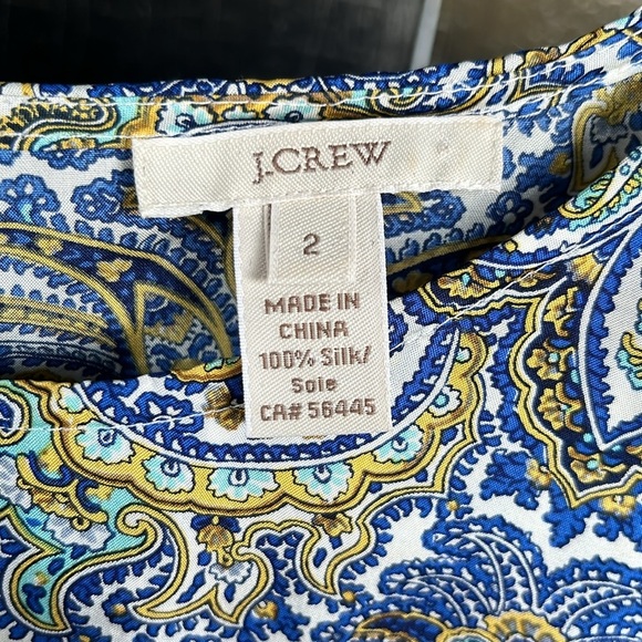 J. Crew - Gorgeous 100% Silk “Talitha” Blouse in Peacock Blue Paisley - Size 2 - Picture 7 of 8